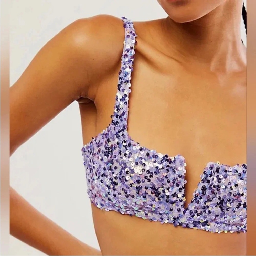Free People Lavender Sequin Bralette